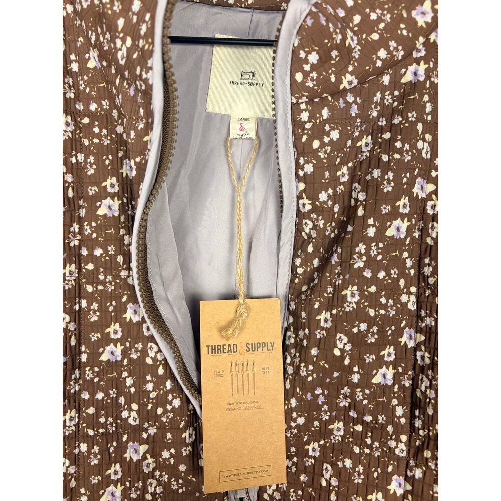 NWT Thread & Supply Floral Quilted Jacket Brown Lavender Size L - Picture 4 of 7
